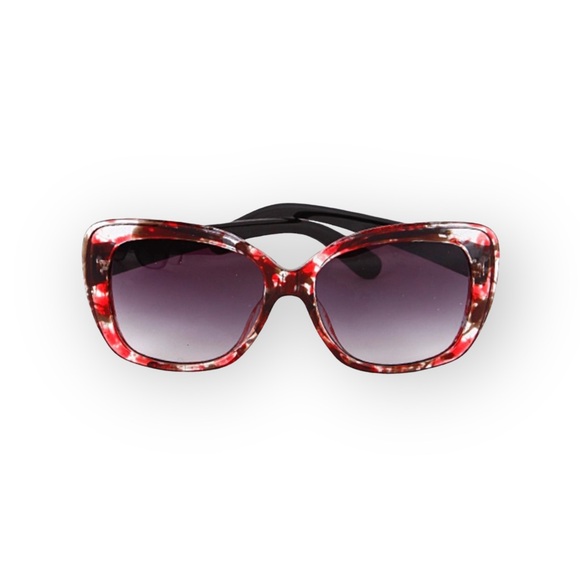 new ☀︎︎ Clear Flower Print Sunnies Sunglasses ☀︎︎ Black + Red Floral Print ☀︎ - Picture 12 of 14